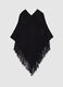 Poncho with diamond design and fringing_0