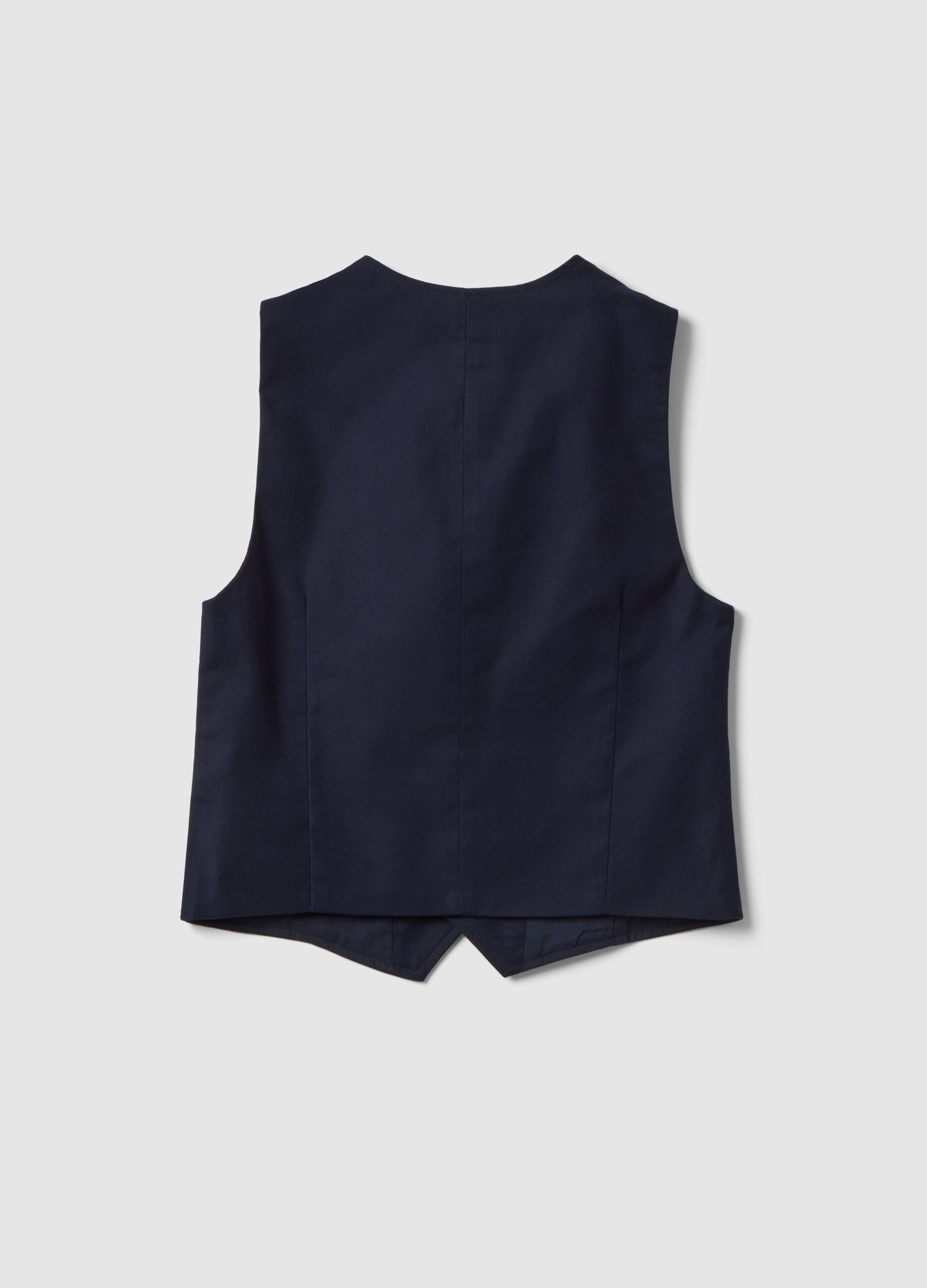 Boys' regular fit blue stretch cotton waistcoat