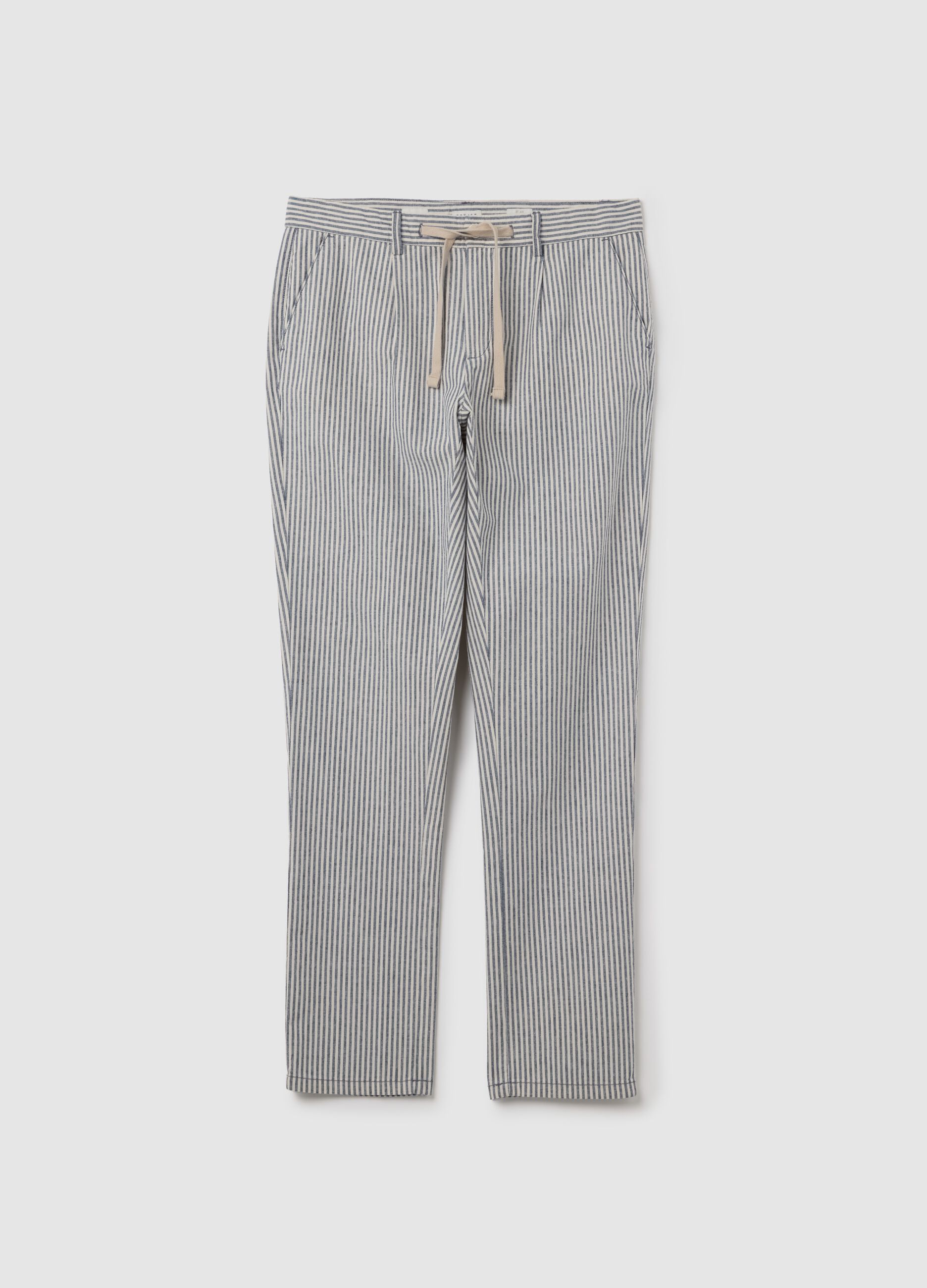Men's white slim-fit trousers in stretch cotton