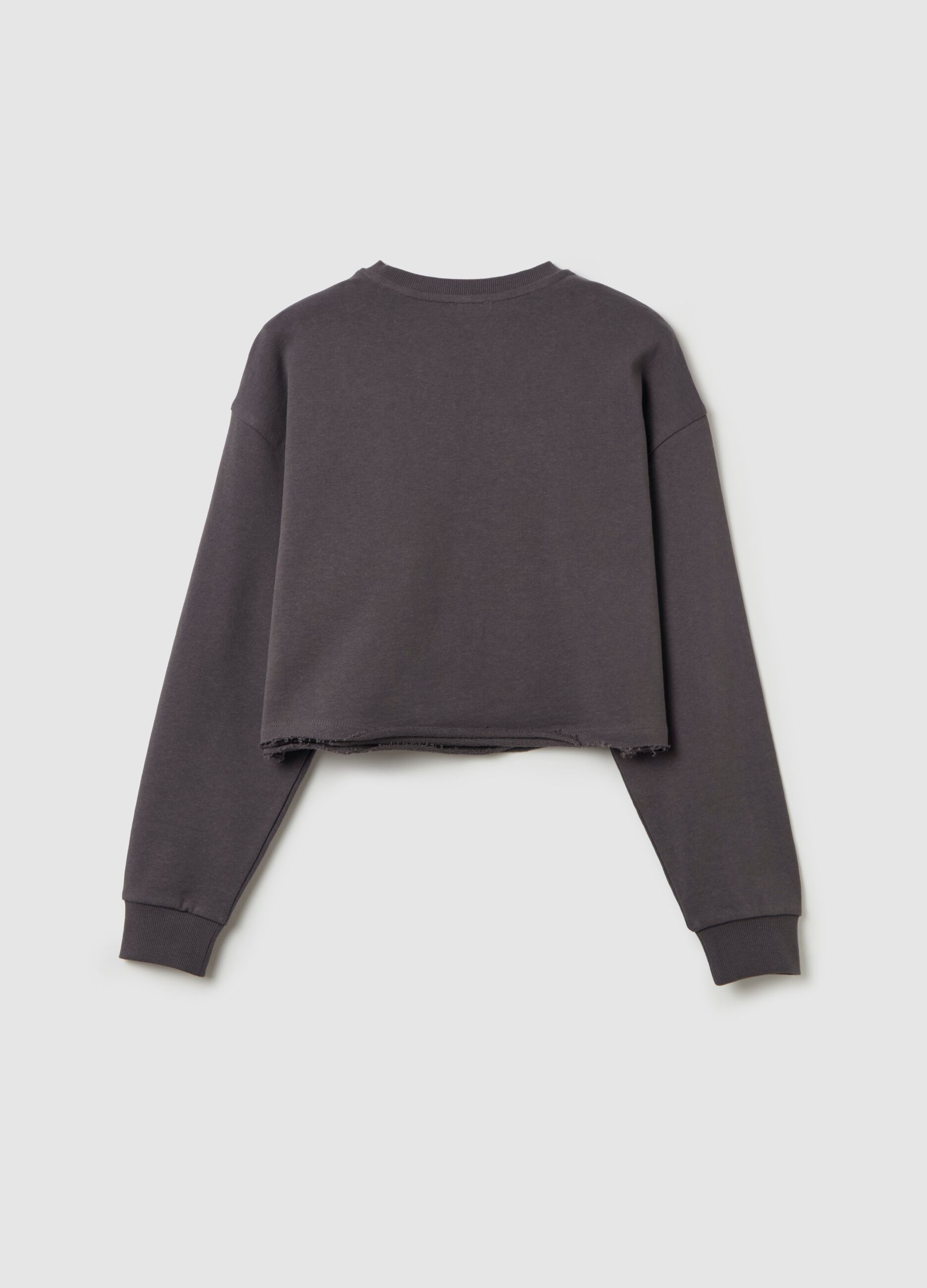 French Terry crop sweatshirt with "Famous” print