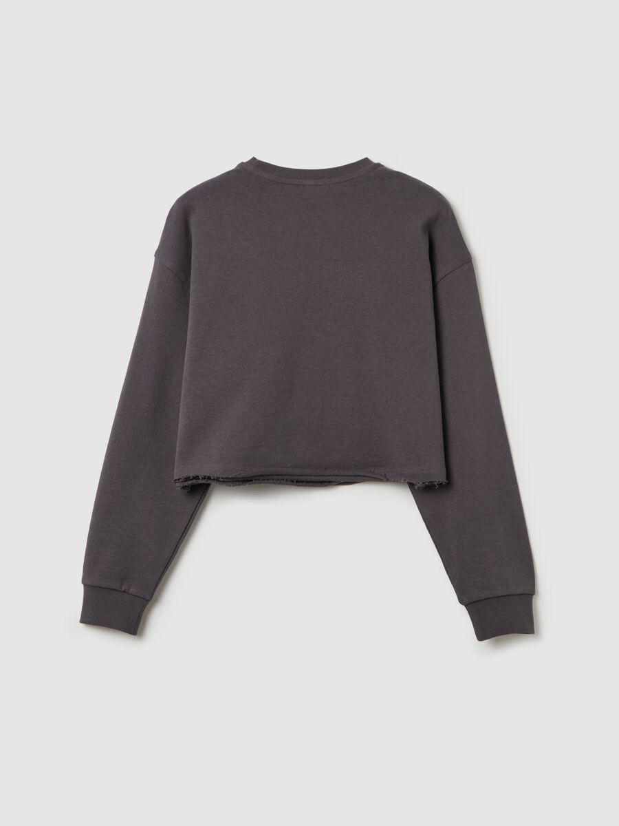 Felpa crop in French Terry con stampa "Famous" _4