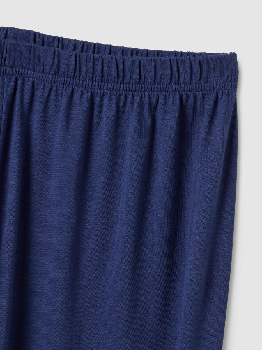 Blue crew neck long sleeve pyjamas in pure cotton regular fit_5