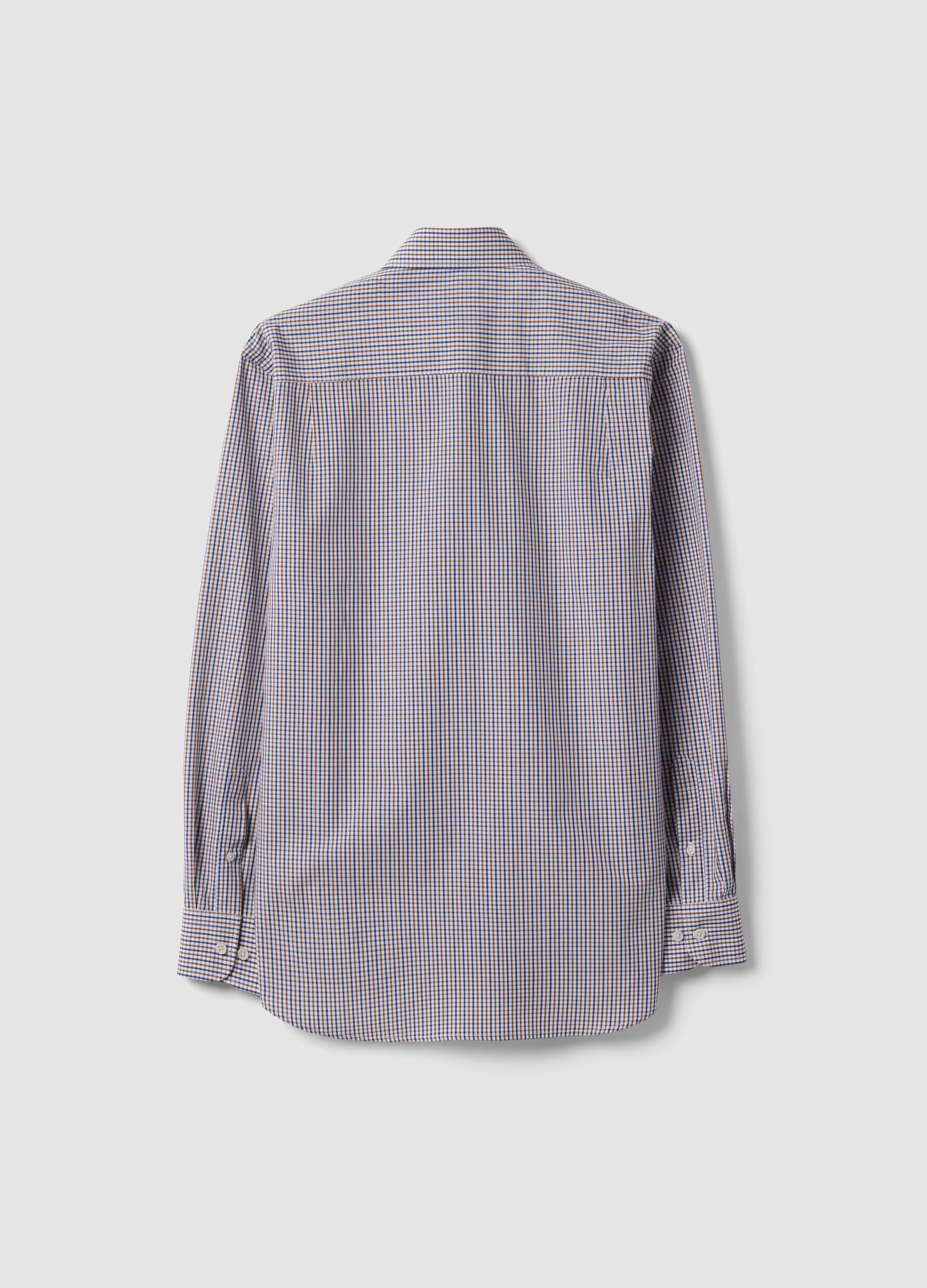 Easy-iron multicolour cotton-blend checked button-down shirt, regular fit