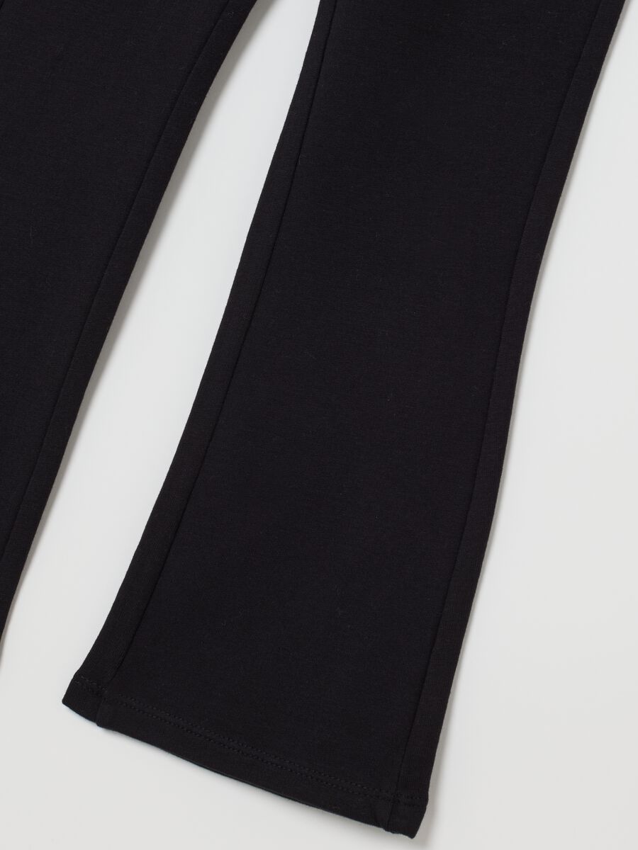 Leggings flare da bambina in cotone elasticizzato neri_2