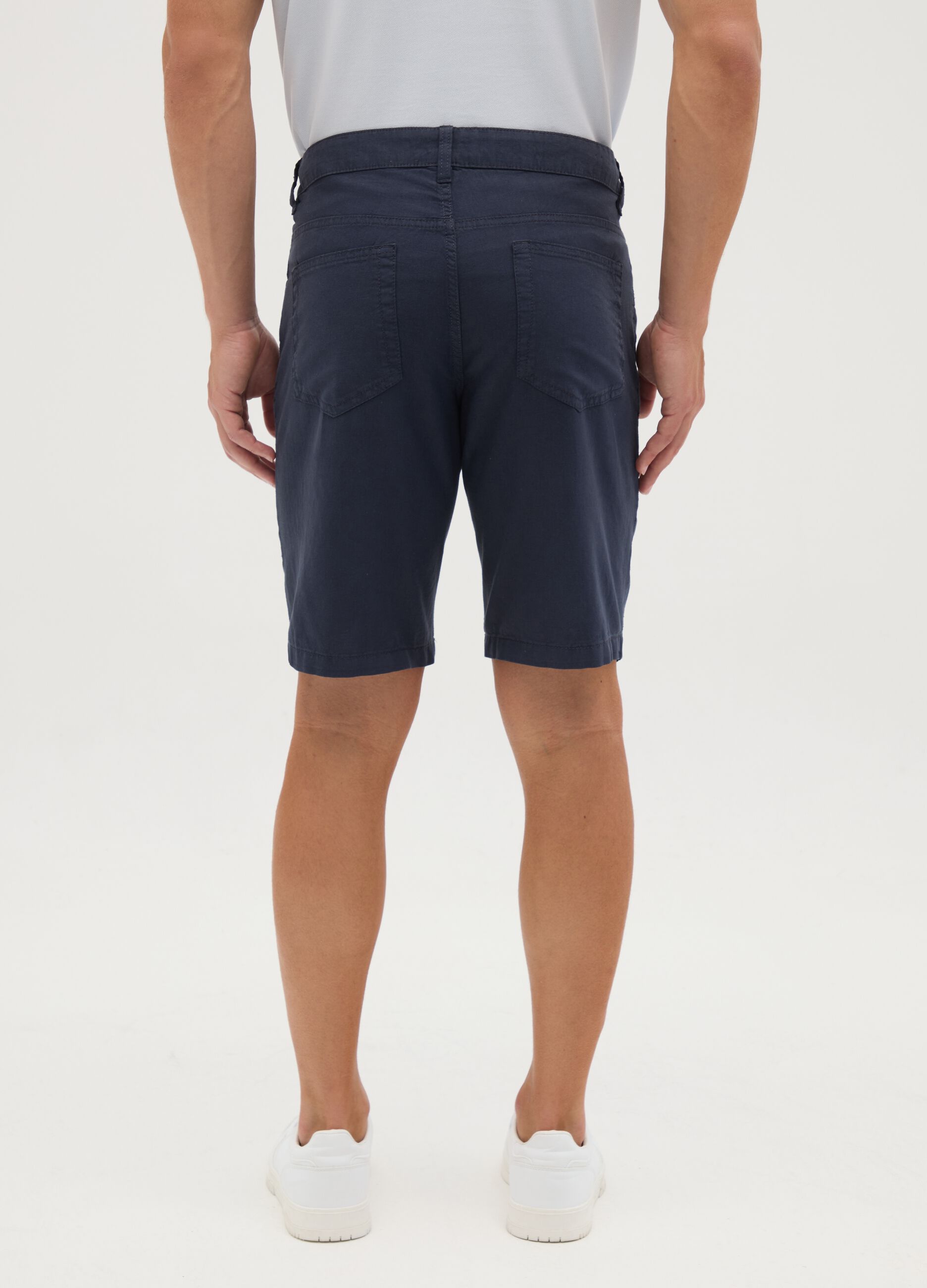 Shorts da uomo in cotone blu regular fit