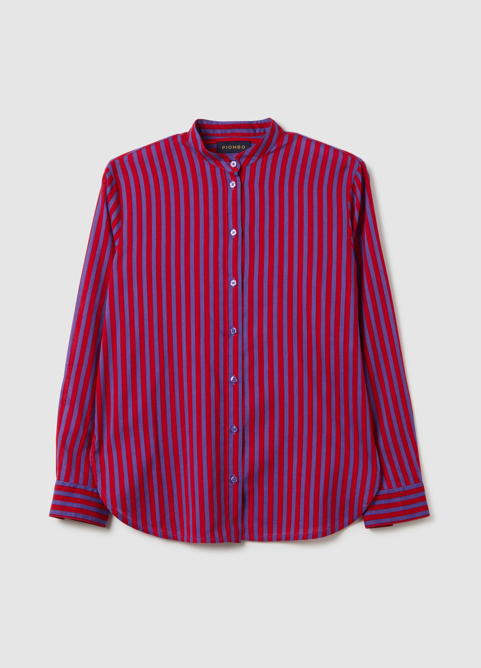 Multicolour striped shirt in pure cotton regular fit