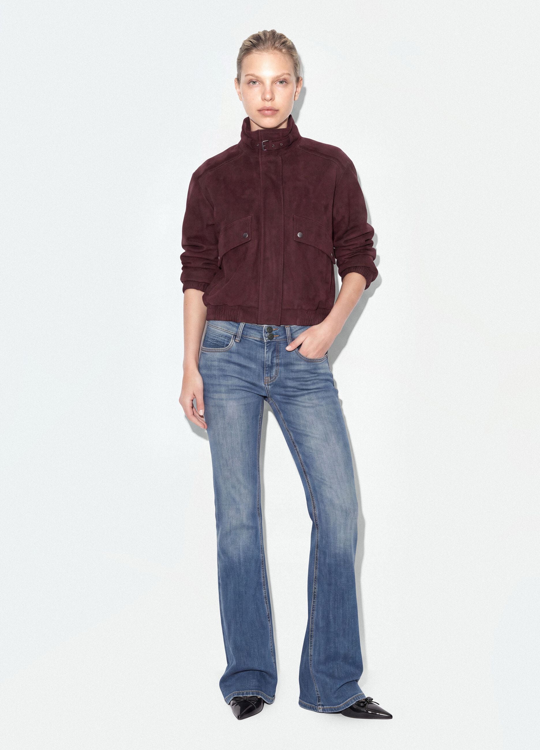 Blue stretch cotton flare jeans