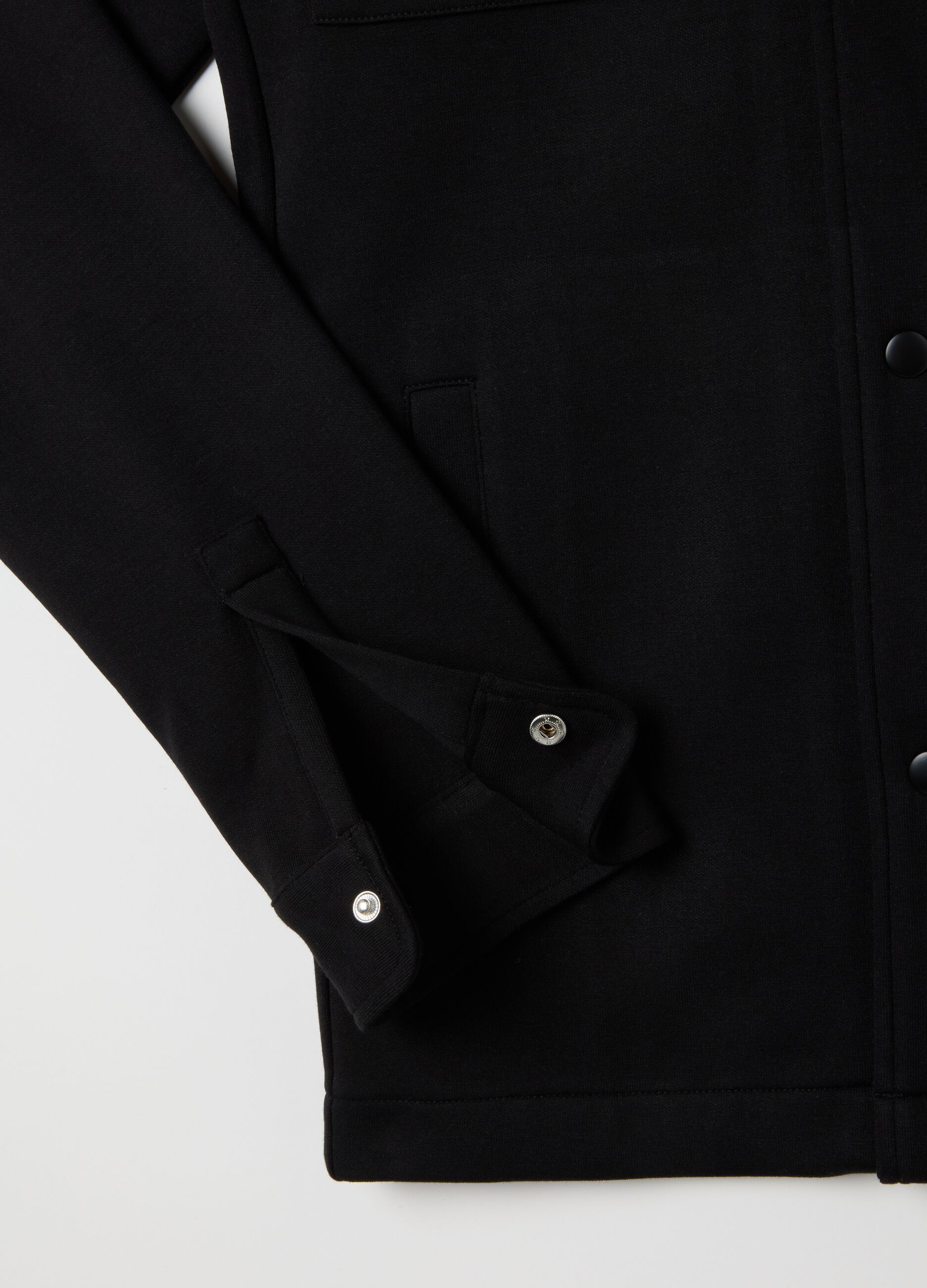 Black cotton blend sweatshirt with buttons