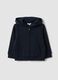Blue hooded sweatshirt in pure organic cotton, regular fit for baby boy_0
