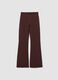 Brown Flared Stretch Cotton Trousers_4