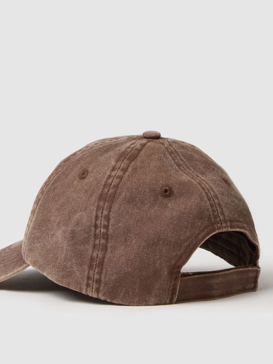 Brown pure cotton baseball cap with embroidery_1