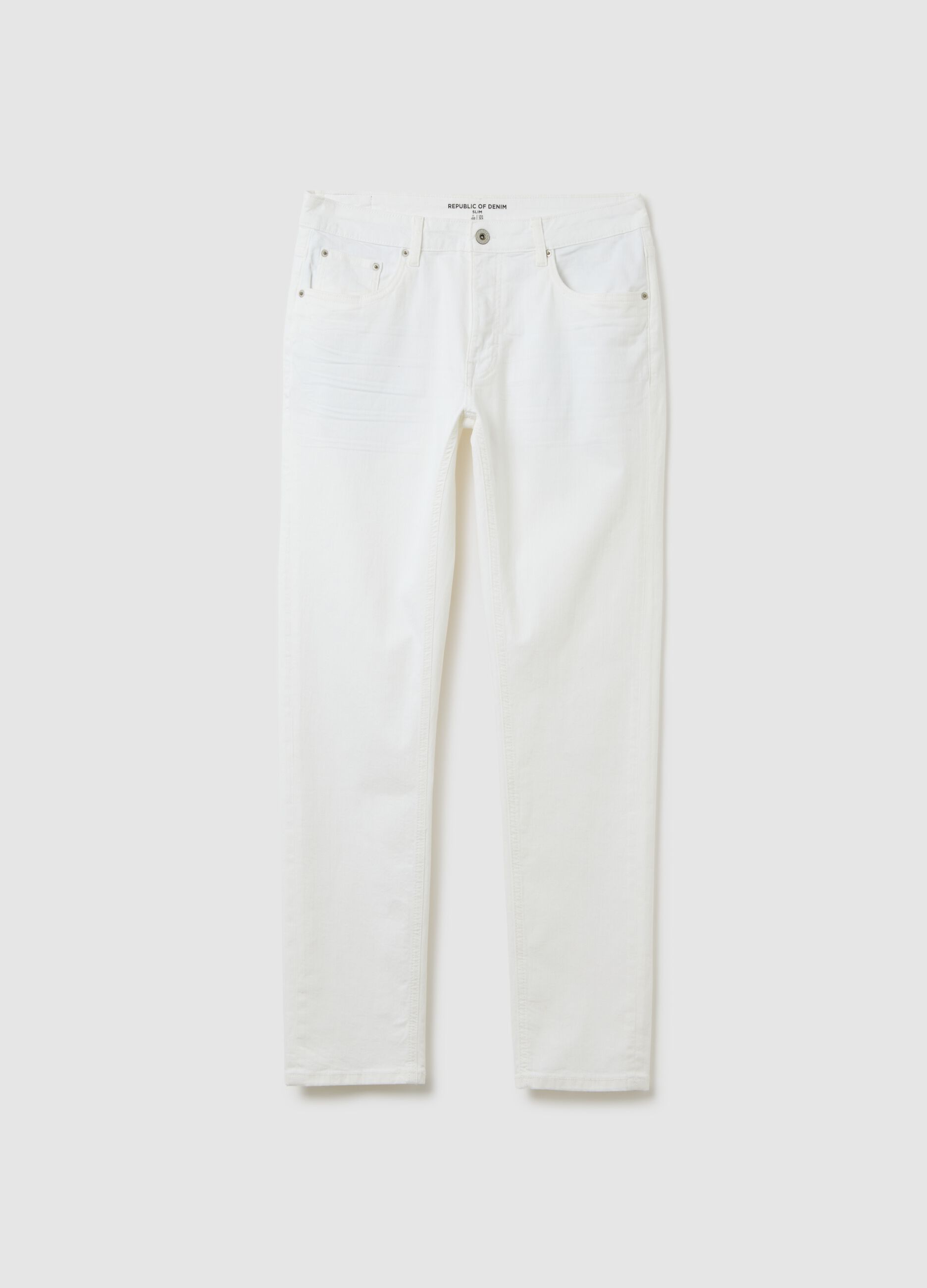 Jeans da uomo in denim bianco slim fit