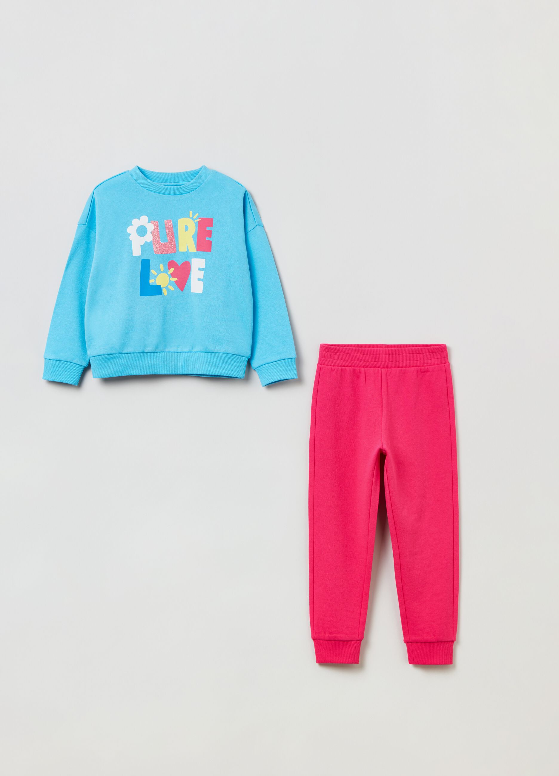 Cotton jogging set with printed lettering