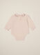 Pink stretch cotton bodysuit with embroidery_1