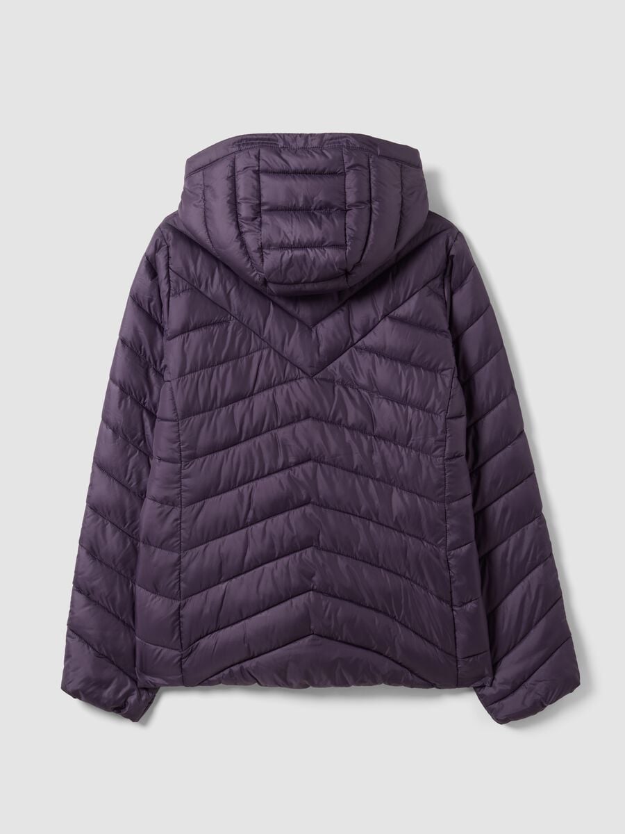 Giacca Ultralight viola trapuntata con cappuccio e zip_1