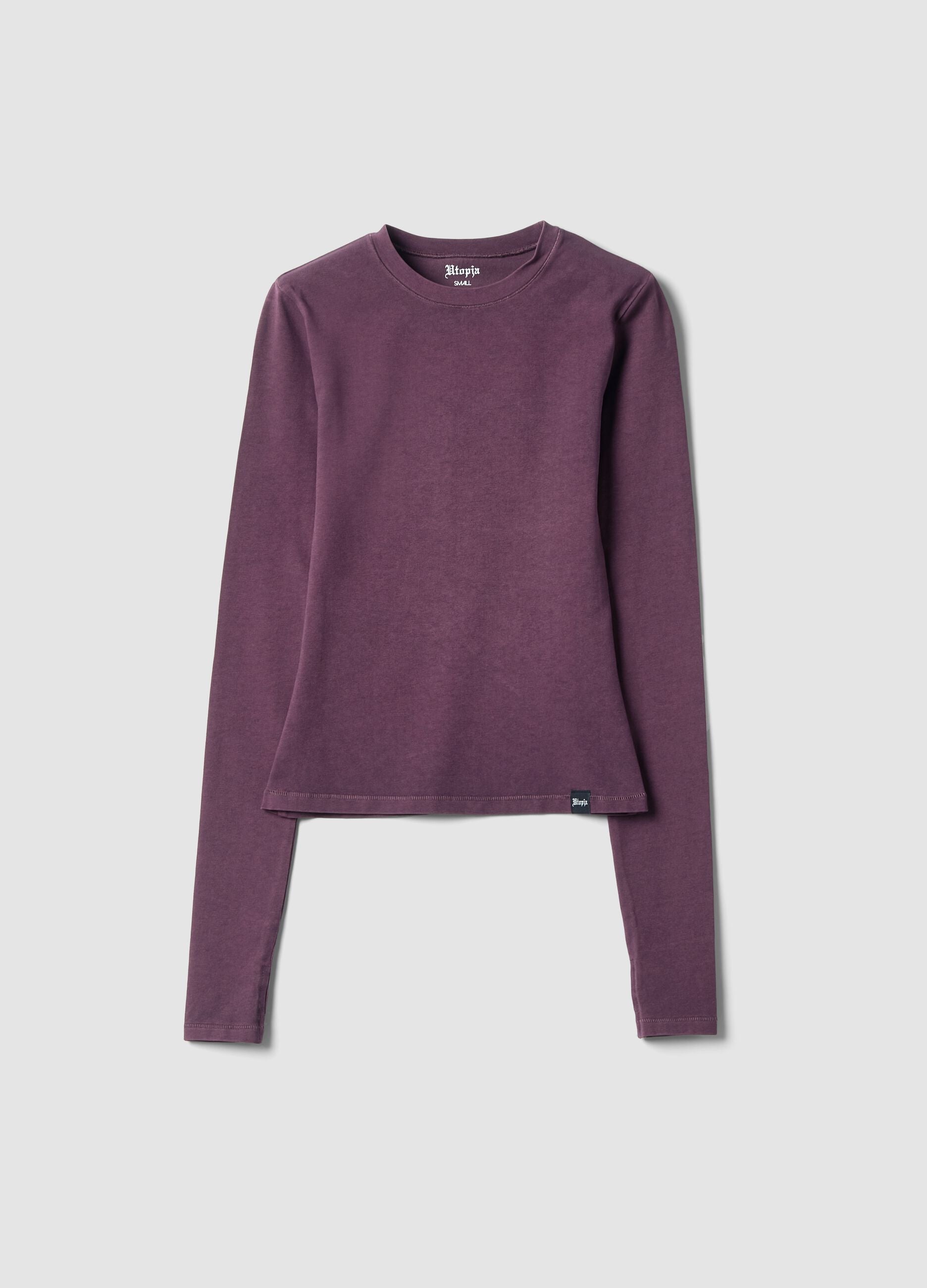Perfect Washed Burgundy Long-Sleeve Top
