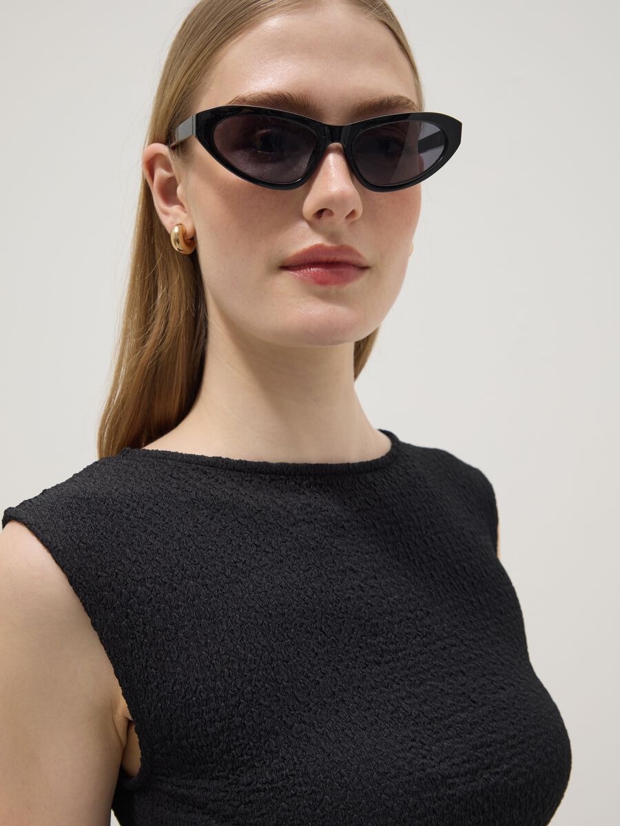 Abito lungo nero fitted in tessuto elasticizzato_3