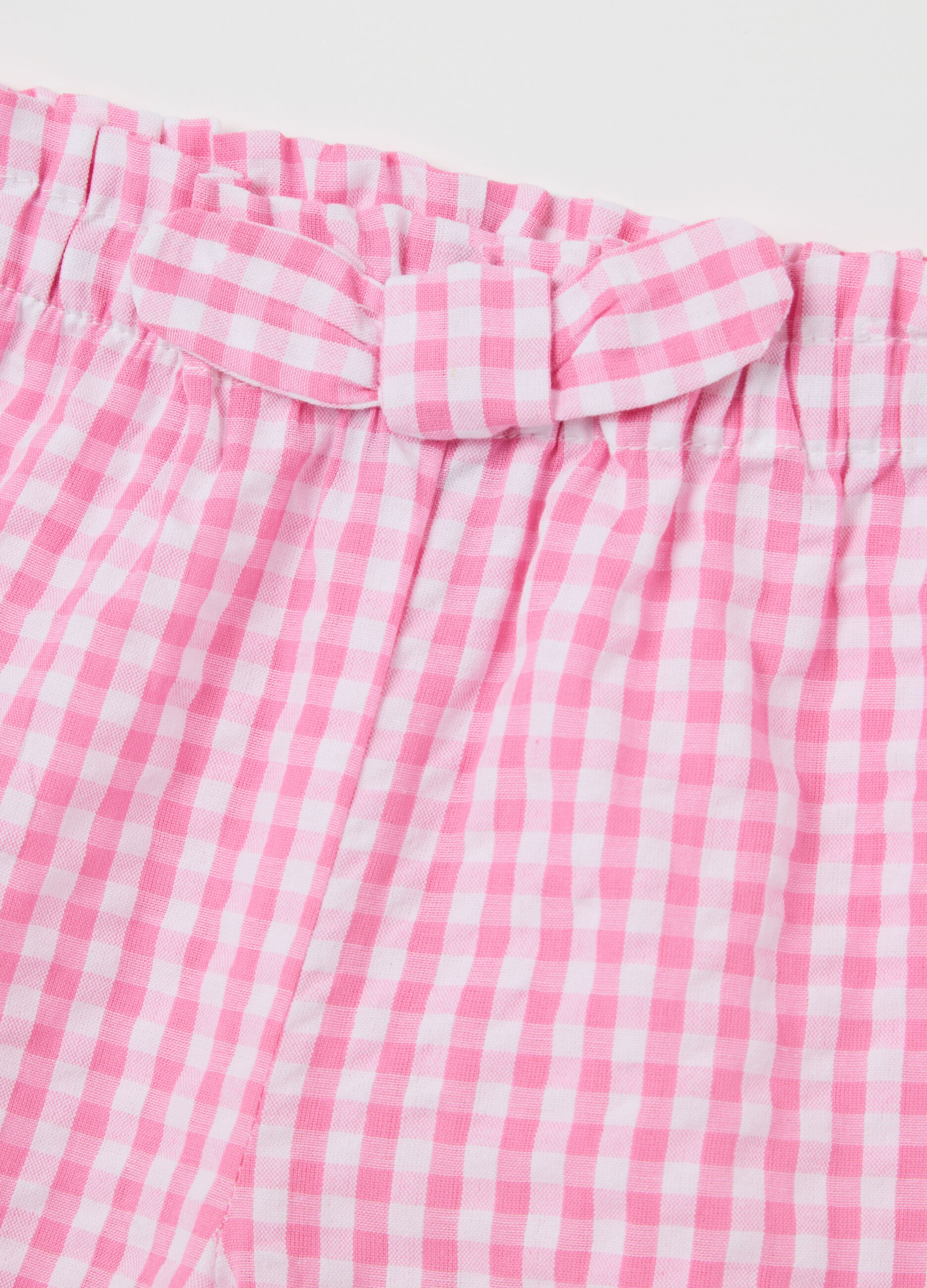 Pink Checkered Cotton Palazzo Trousers