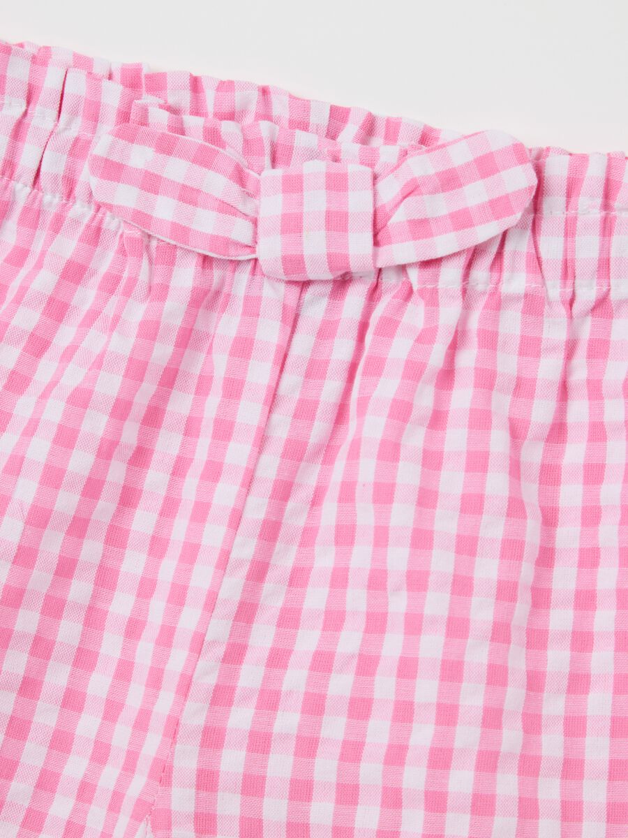 Pink Checkered Cotton Palazzo Trousers_2