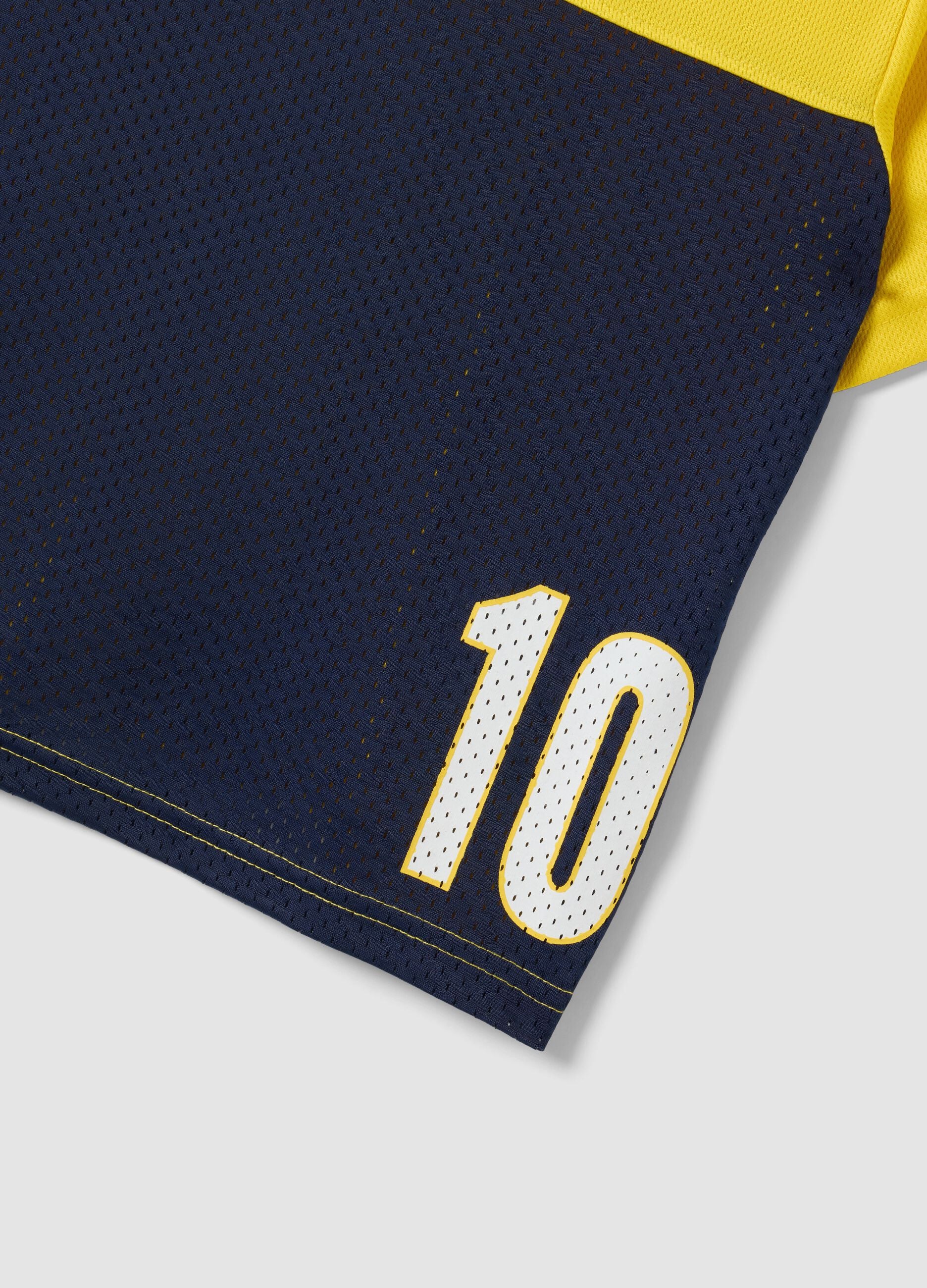 Yellow and blue regular-fit T-shirt with perforated insert for boys