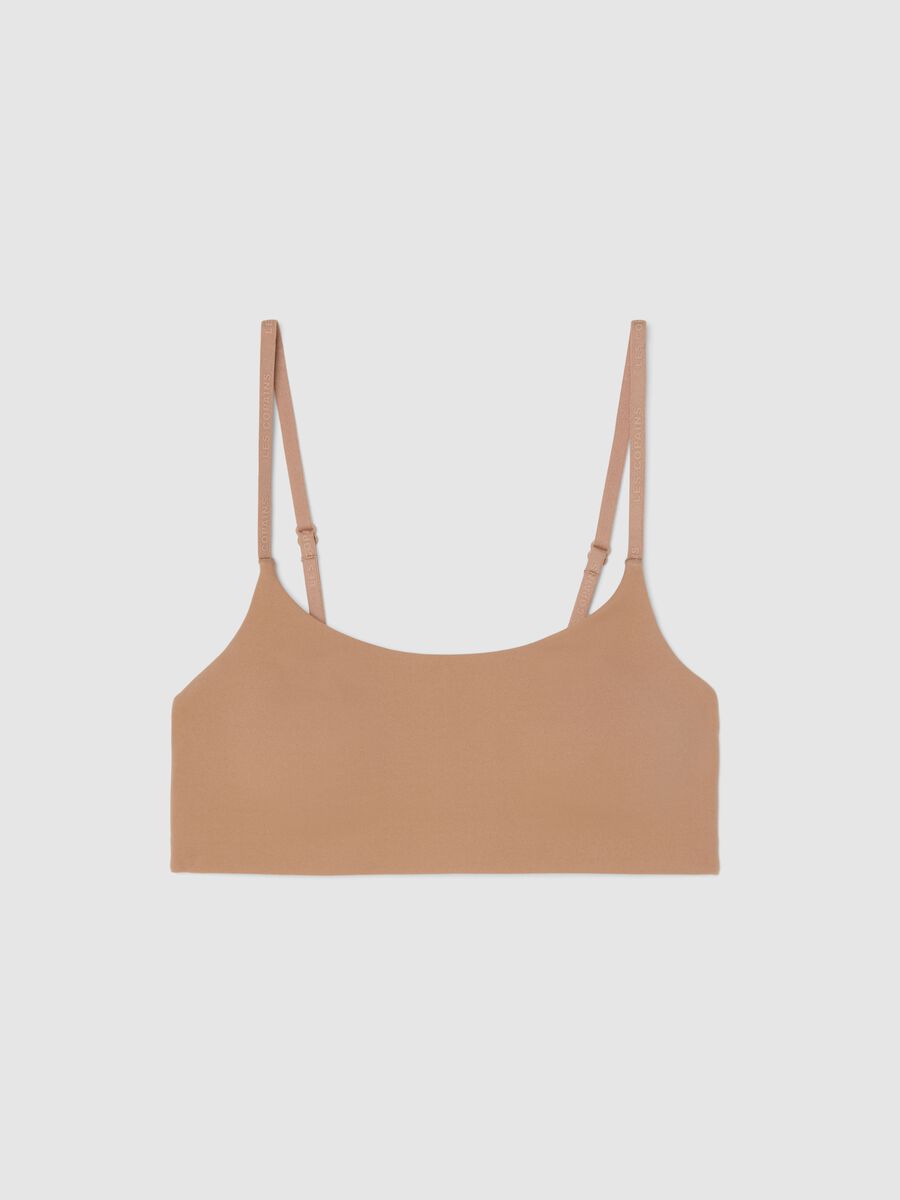 Beige bralette bra with removable padding_0