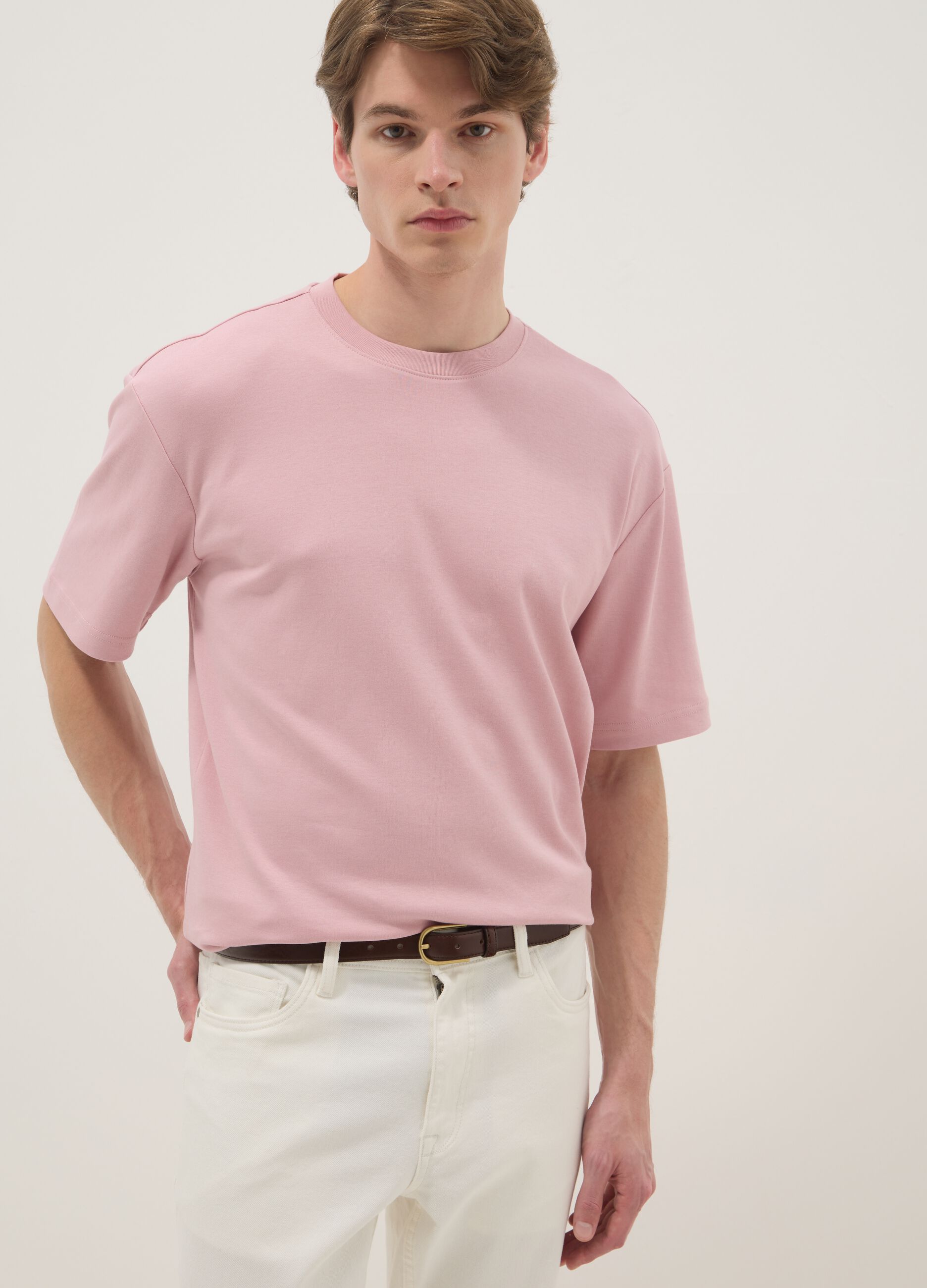 Pink pure cotton short-sleeve T-shirt &ndash; relaxed fit
