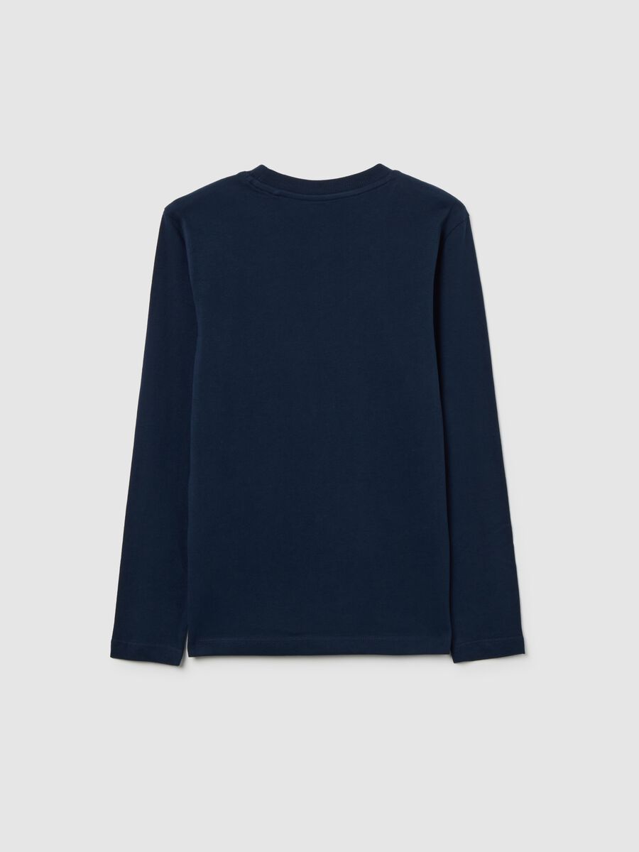 Maglia da ragazzo in puro cotone blu regular fit_1