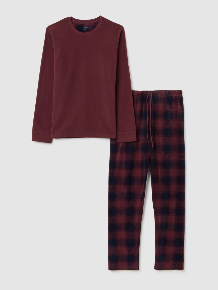 Red plaid fleece regular fit pyjama_4