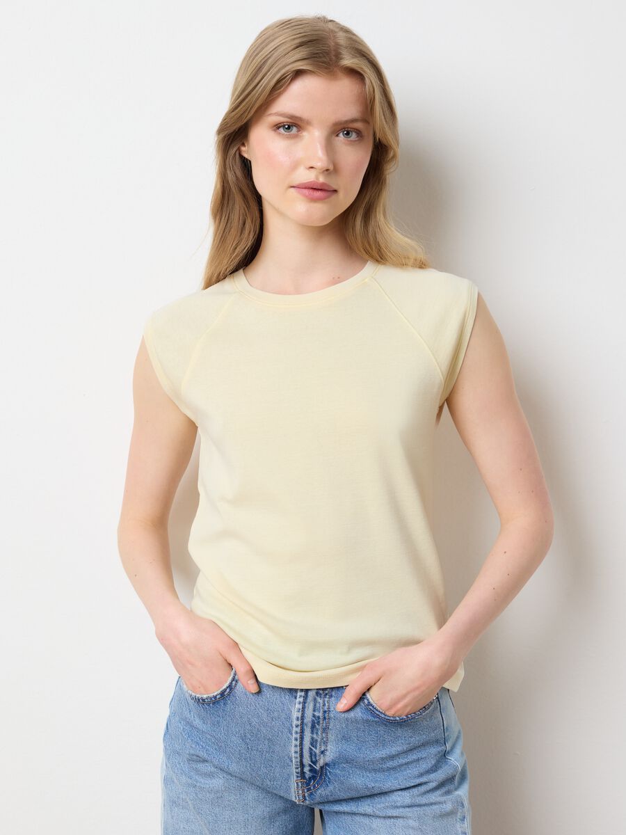 Women's yellow fitted pure cotton vest_1