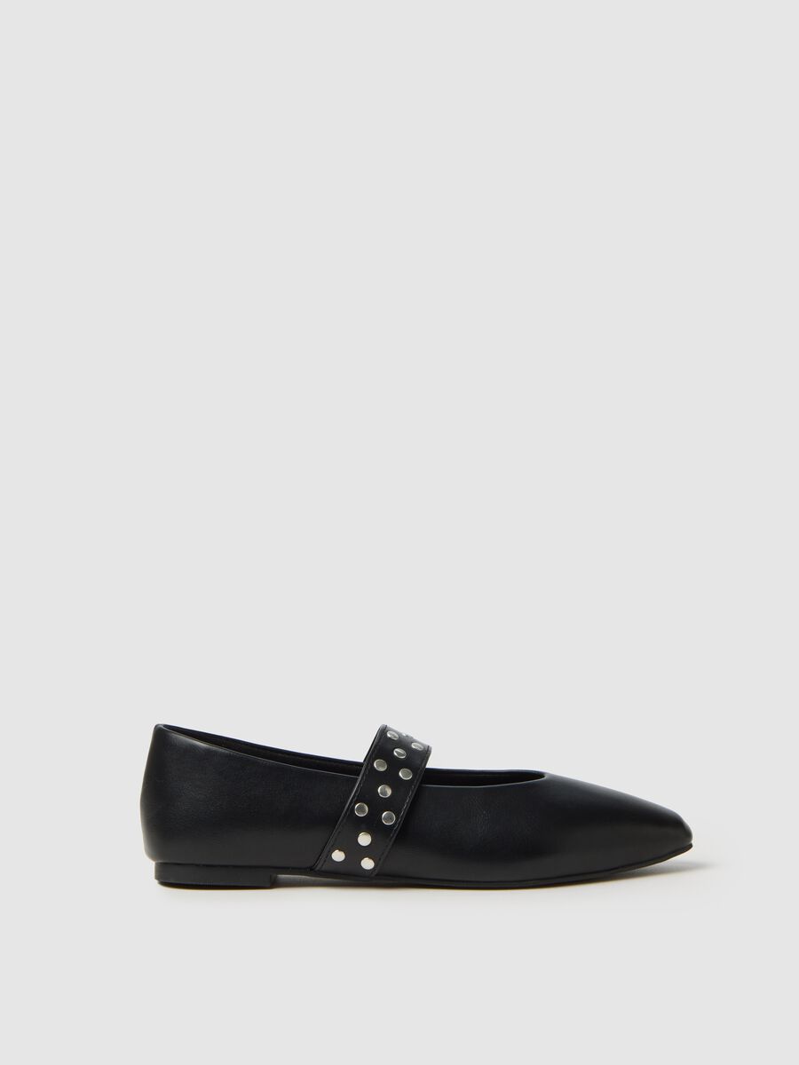 Black ballerinas with studded strap_0