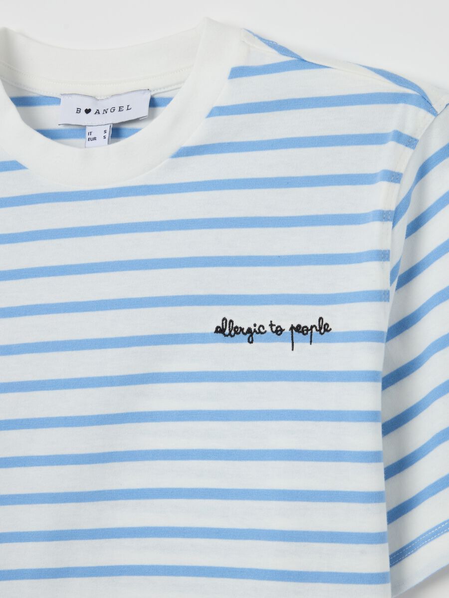 Striped T-shirt with "Allergic To People" embroidery_5