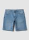 Blue stretch cotton-blend denim shorts, regular fit_0