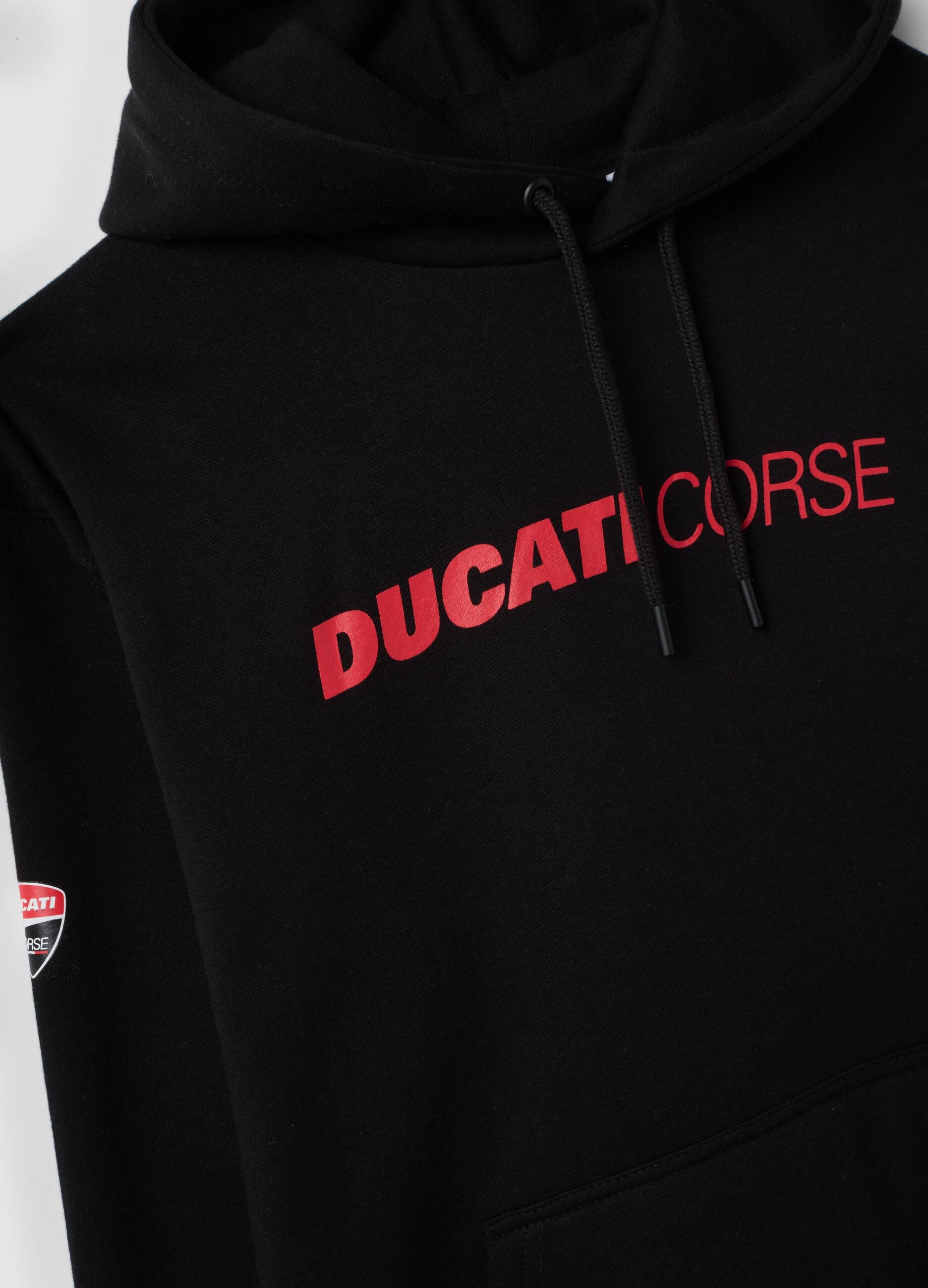 Black cotton-blend hoodie with Ducati print, relaxed fit