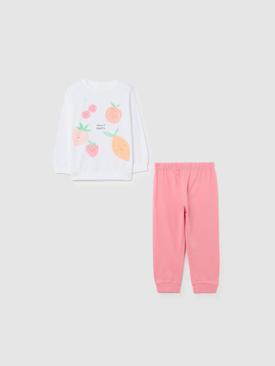 White and pink cotton pyjamas with "Frutta Party" print_0