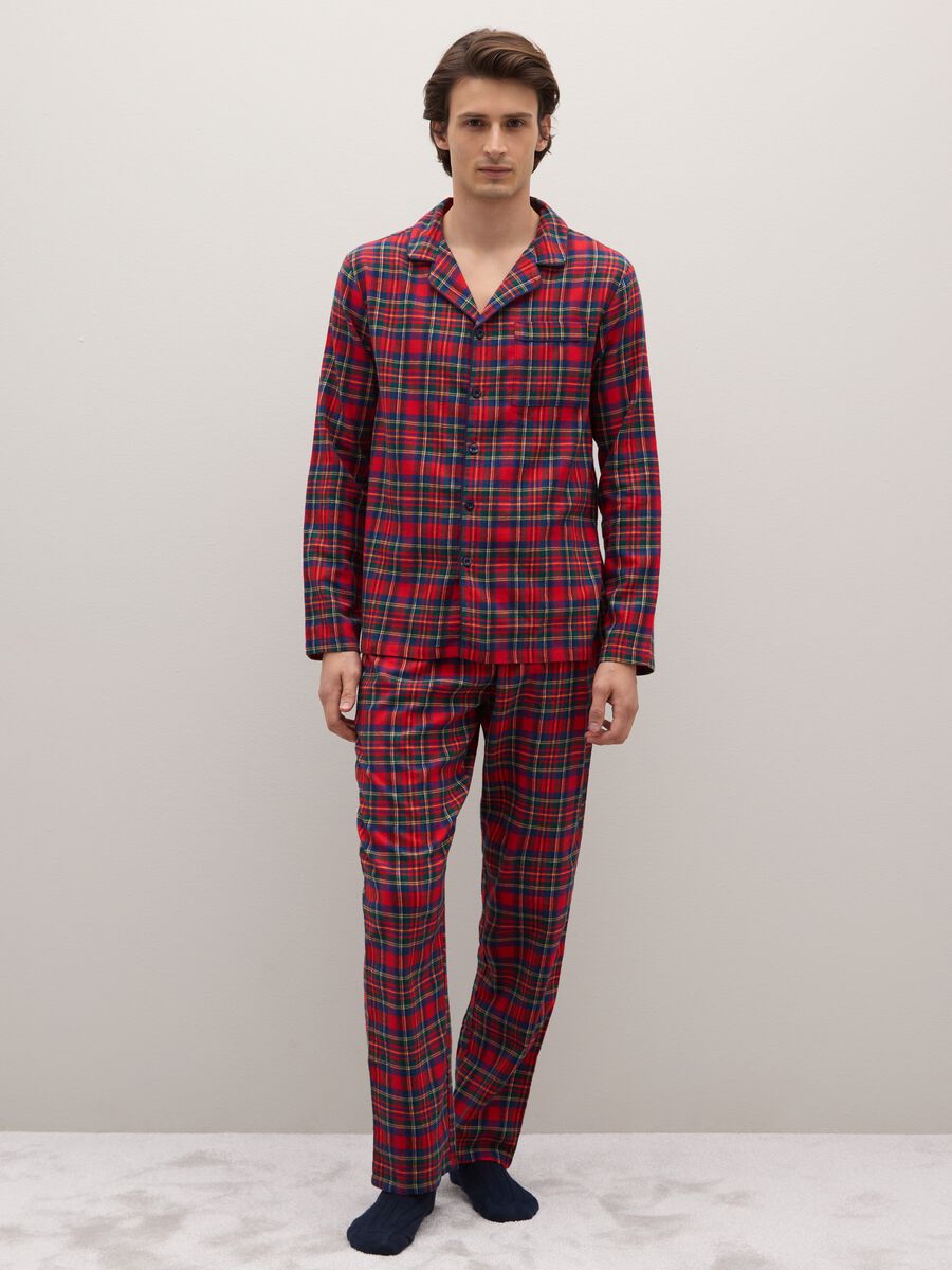 Pigiama in puro cotone multicolor regular fit a quadri_0