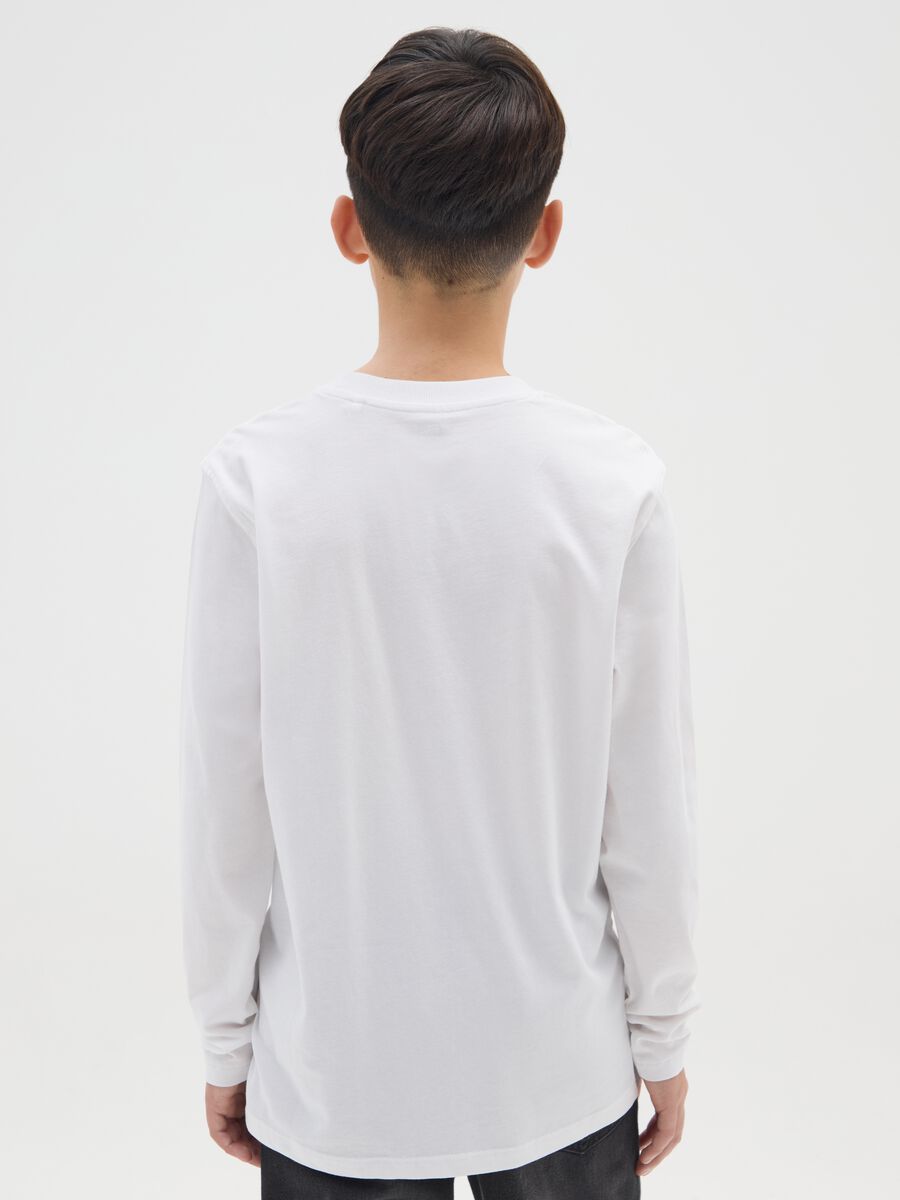 T-shirt da ragazzo in puro cotone bianca regular fit_1