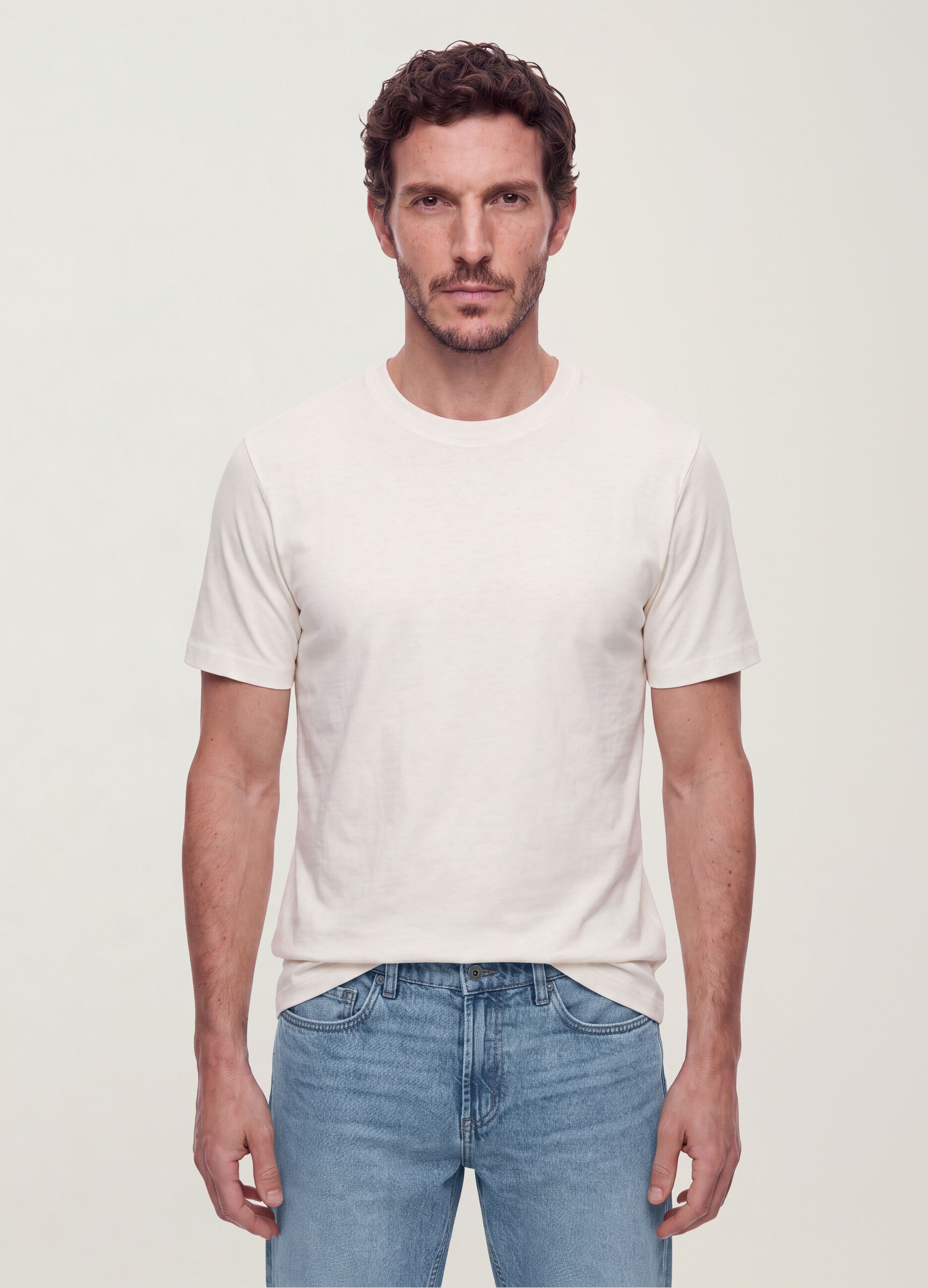 White pure cotton short-sleeve regular-fit T-shirt