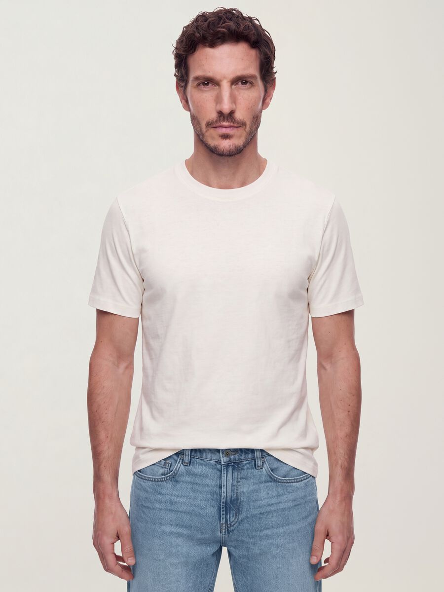 White pure cotton short-sleeve regular-fit T-shirt_0