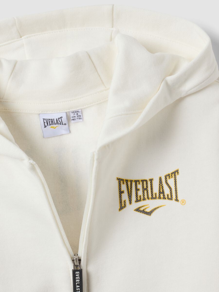 White pure cotton hooded sweatshirt with logo for boys, regular fit_2