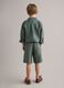 Green pure linen baggy fit cargo shorts for boys_1