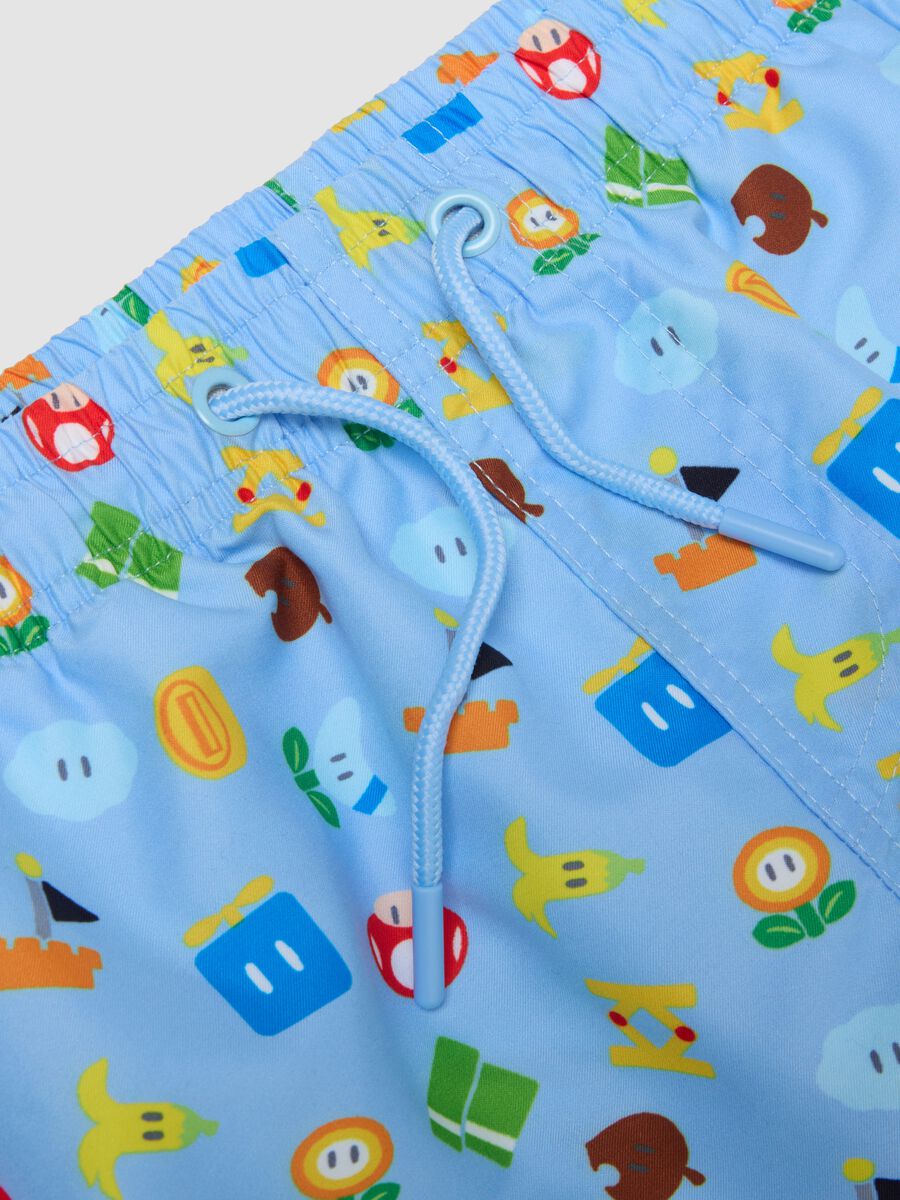 Children's blue swim boxers regular fit with Super Mario prints_2