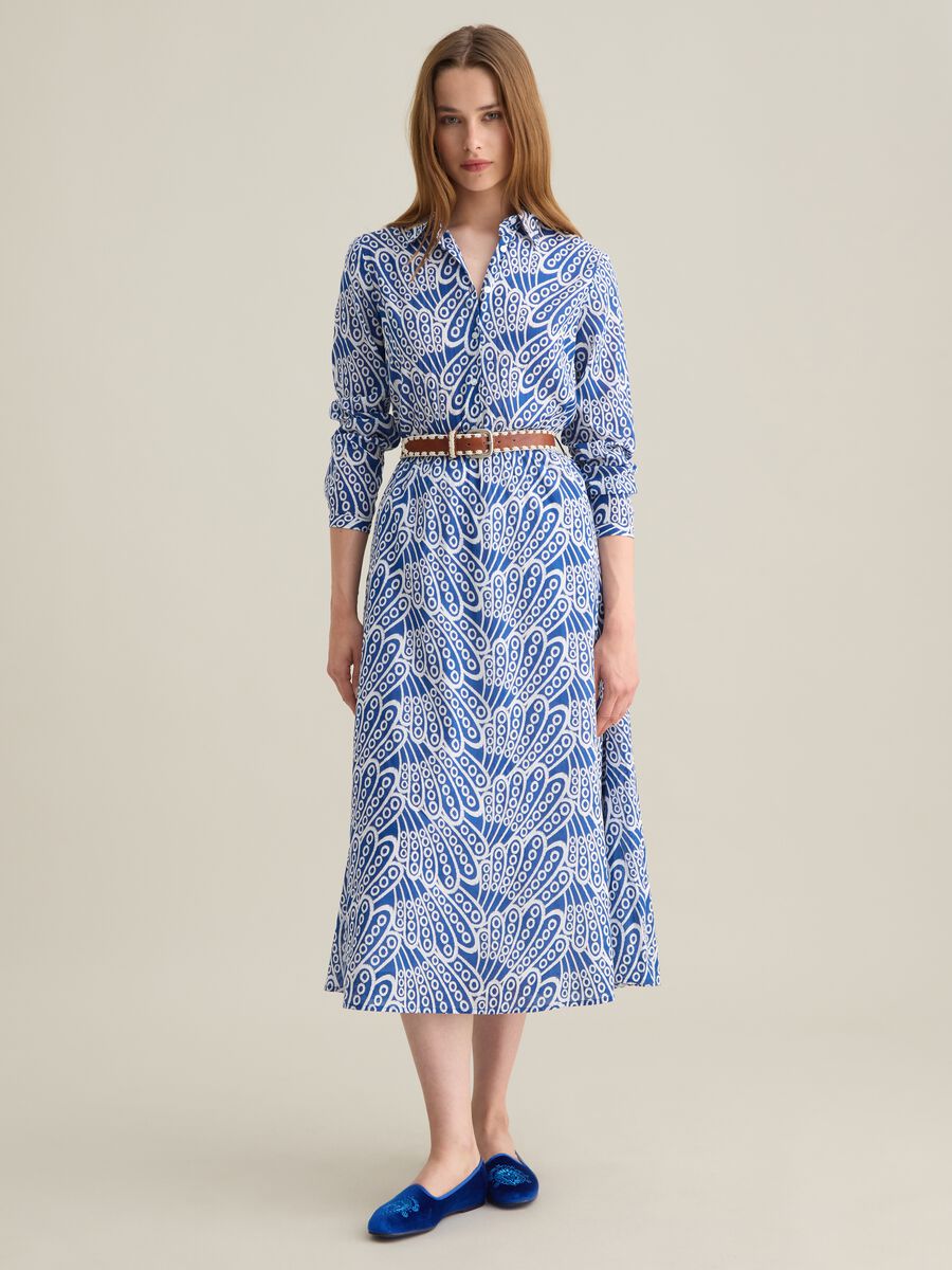 Women's long dress in pure cotton multicolour regular fit_0