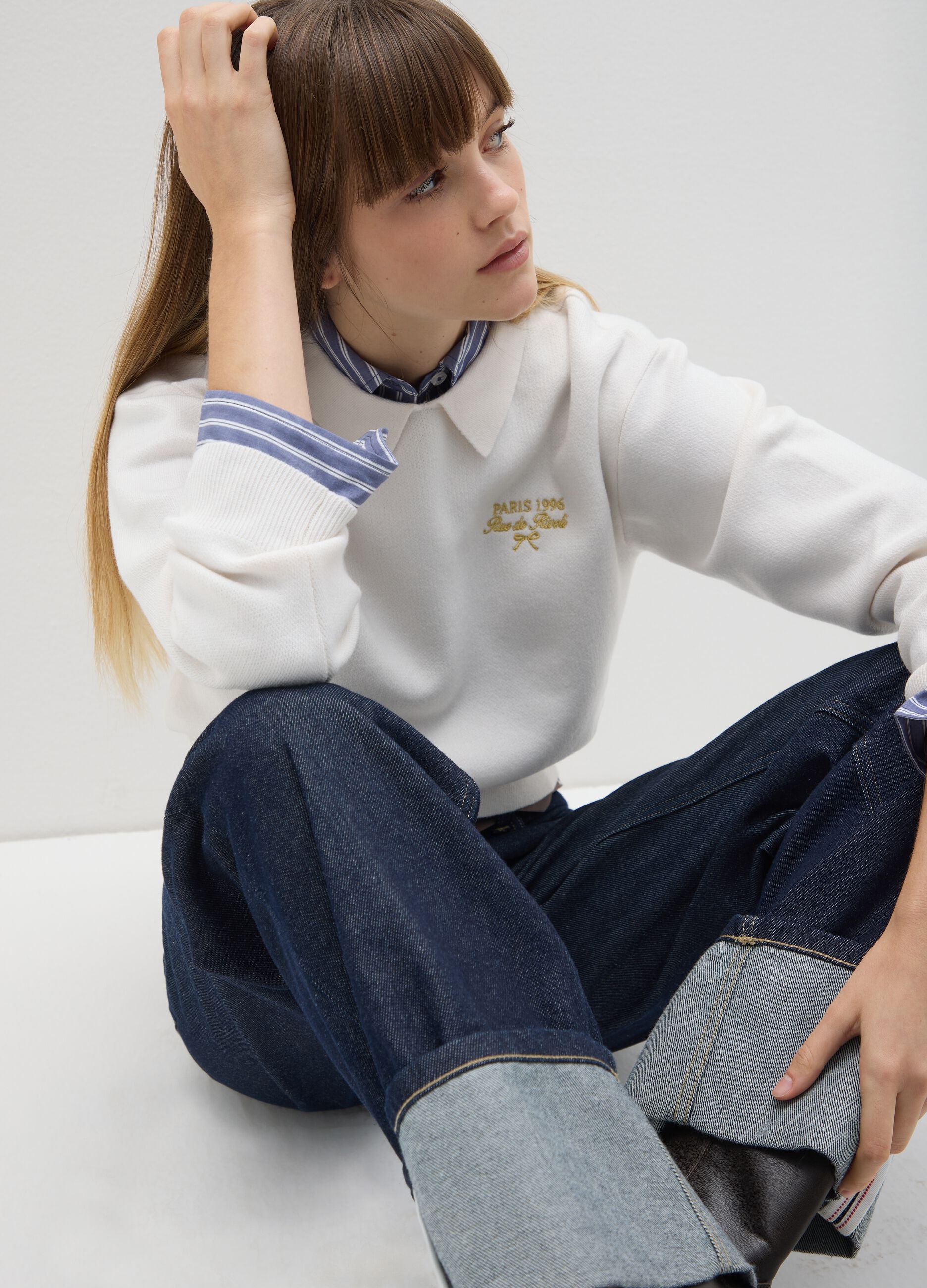 White Regular Fit Sweater