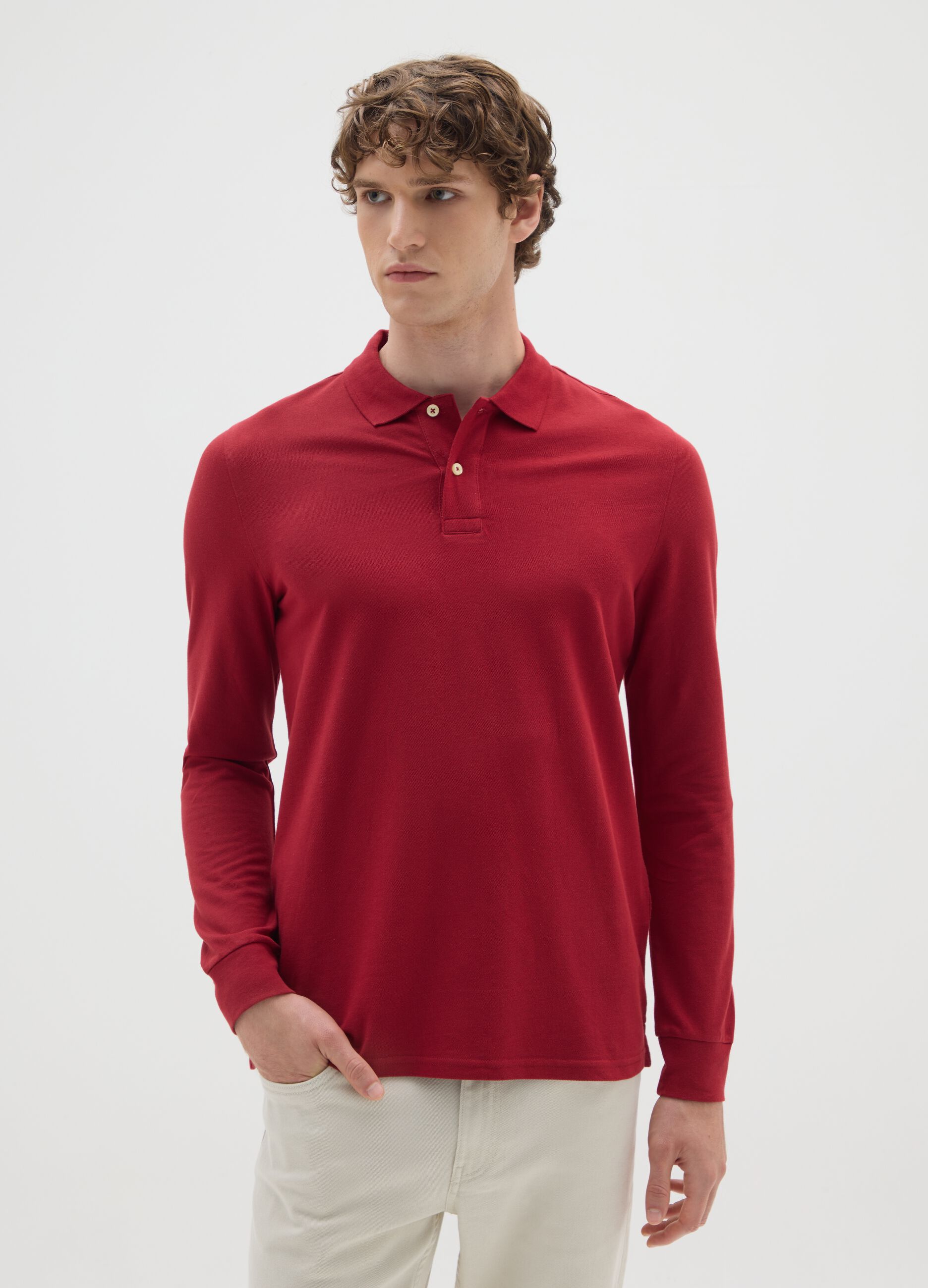 Red regular fit pure cotton polo