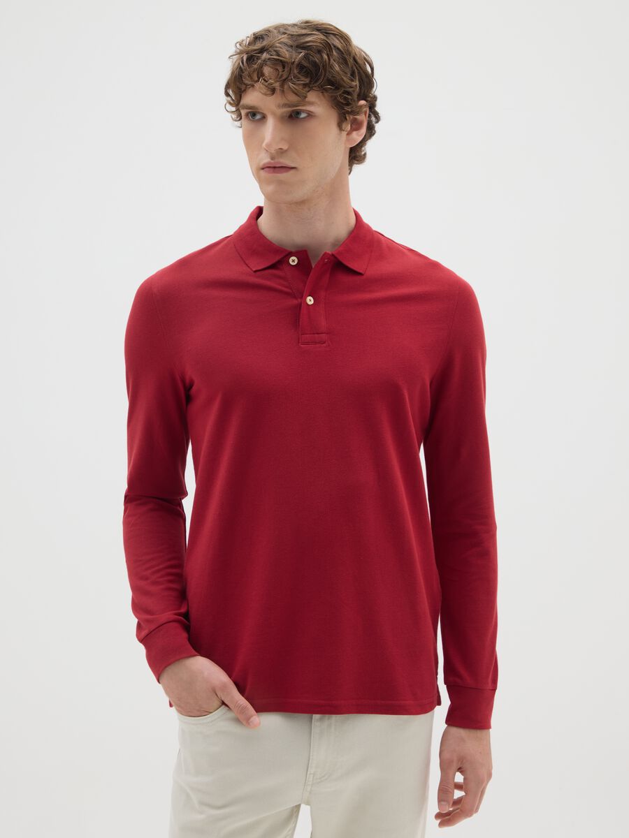 Red regular fit pure cotton polo_0