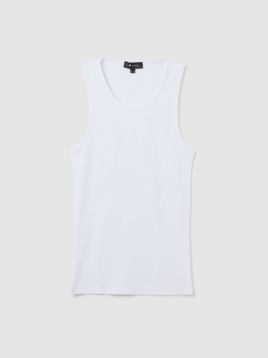 Men's white fitted stretch cotton vest_0
