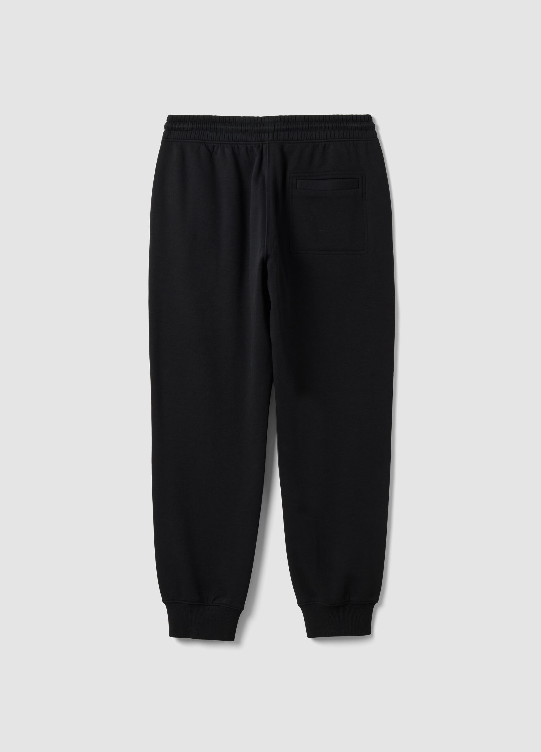 Jogger neri in misto cotone con fondo a polsino e coulisse