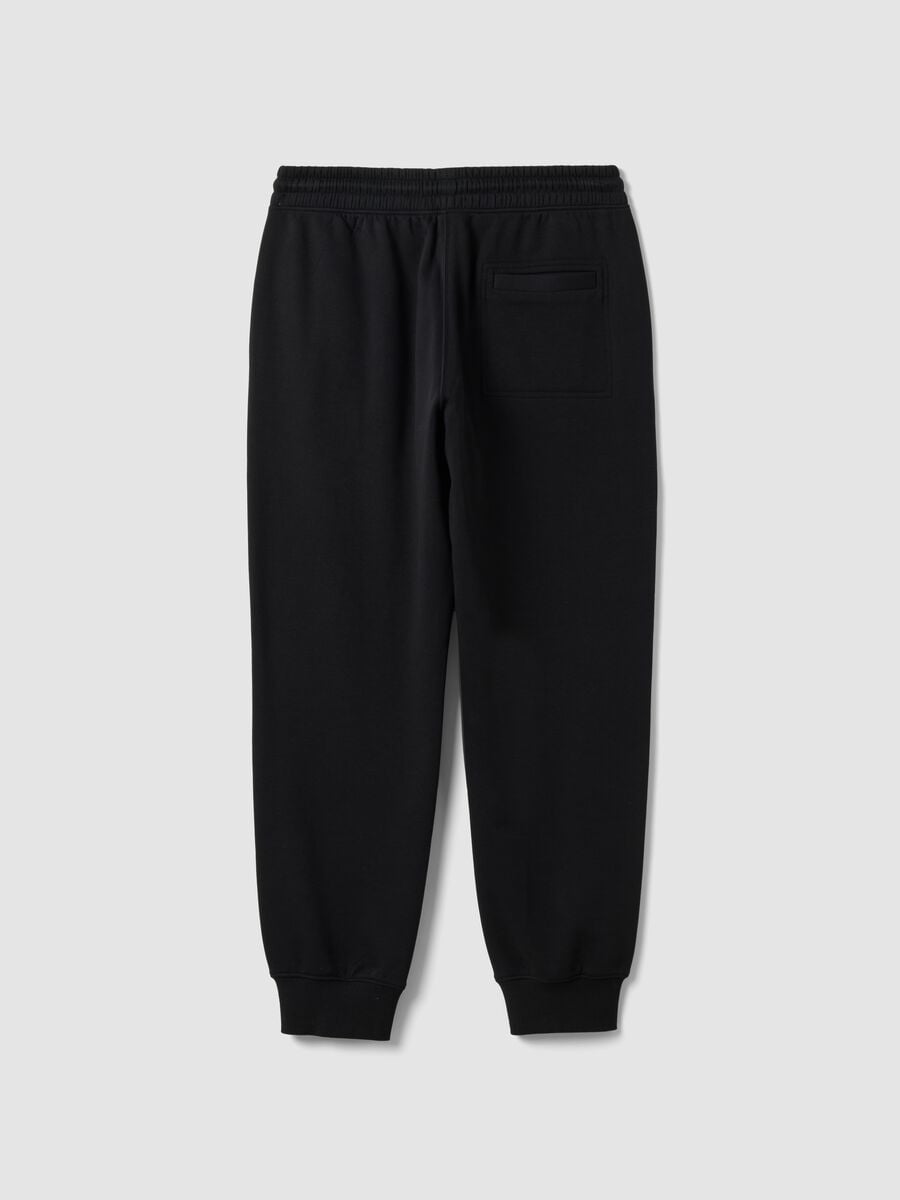 Black cotton-blend joggers with cuffed hems and drawstring waist_7