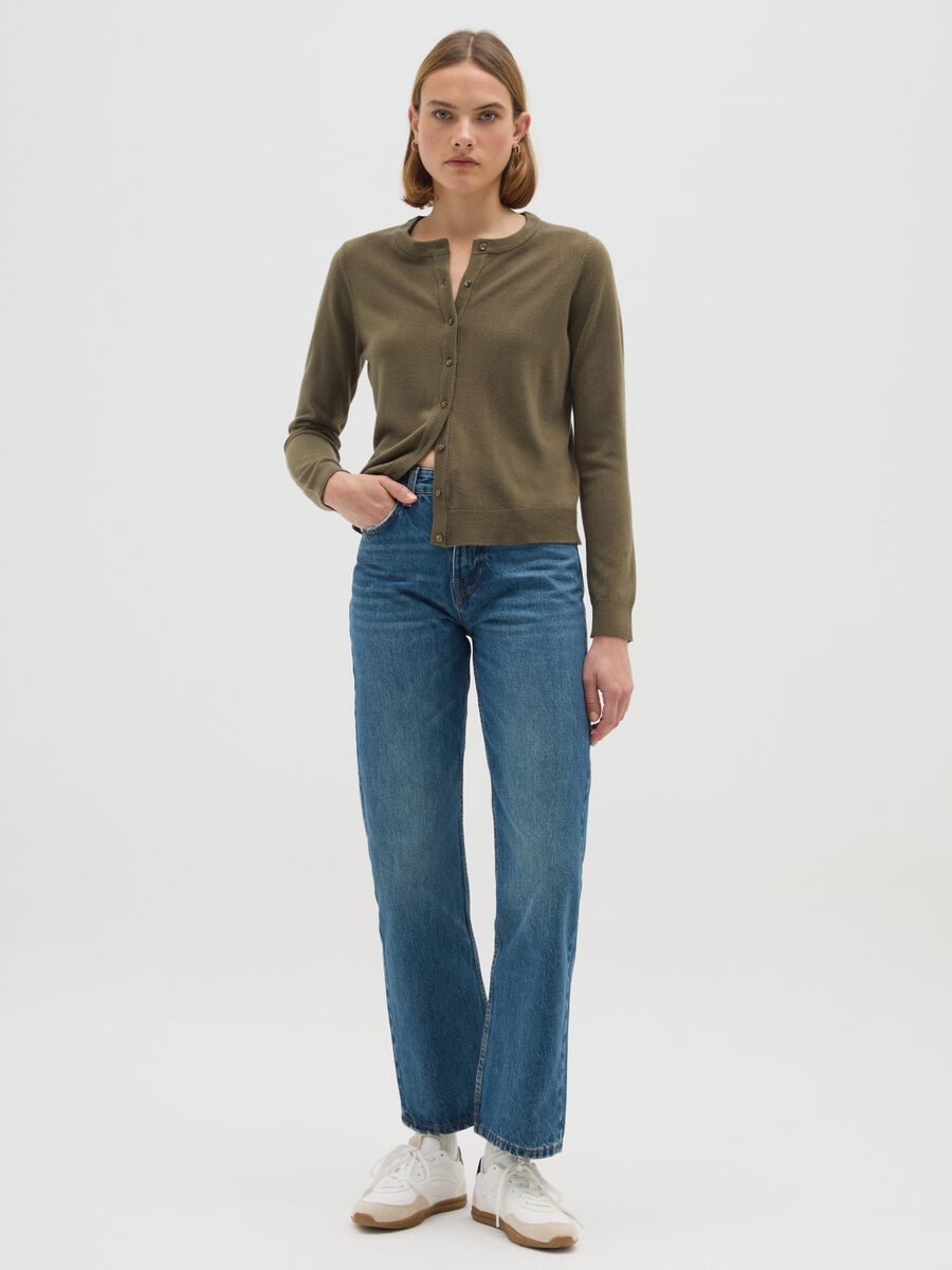 Green knitted jersey cardigan_1
