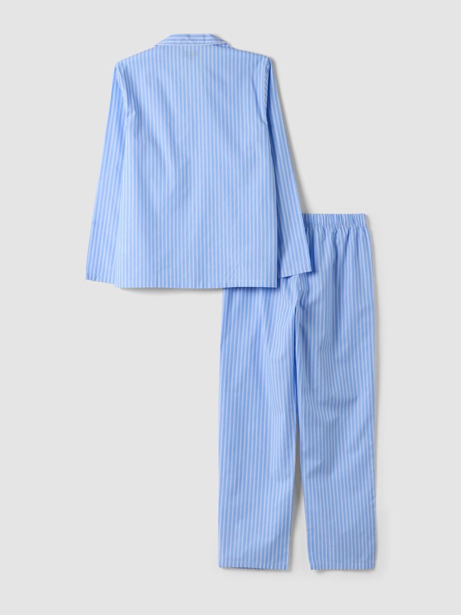 Pigiama azzurro in cotone organico a righe_5